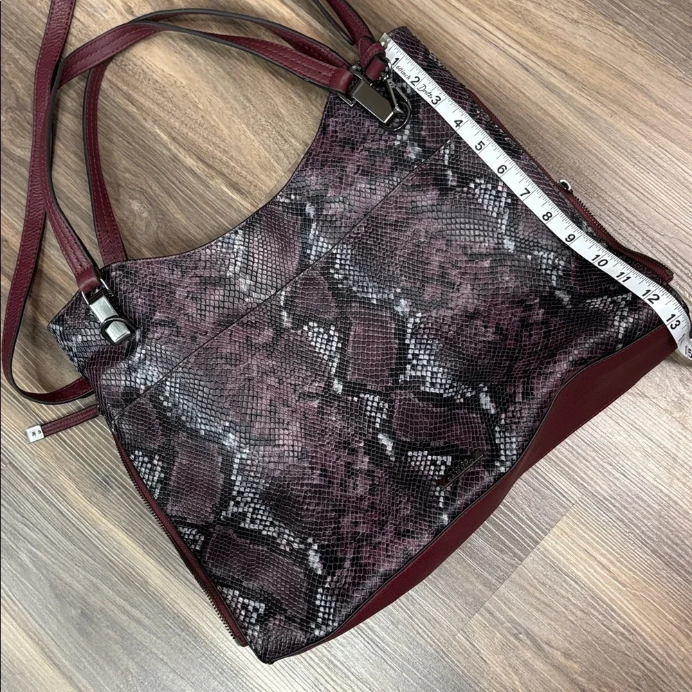 Vince Camuto Burgundy Snake Print Shoulder Bag